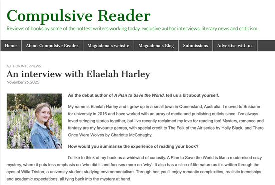 Compulsive Reader Author Interview | Elaelah Harley