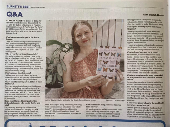 Newspaper article: Burnett's Best Q&A | Elaelah Harley