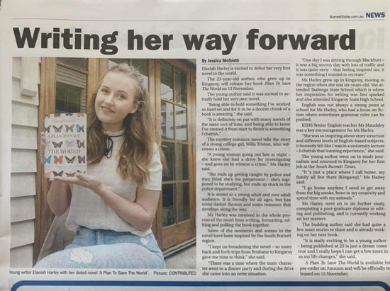 Newspaper article: Writing her way forward | Elaelah Harley